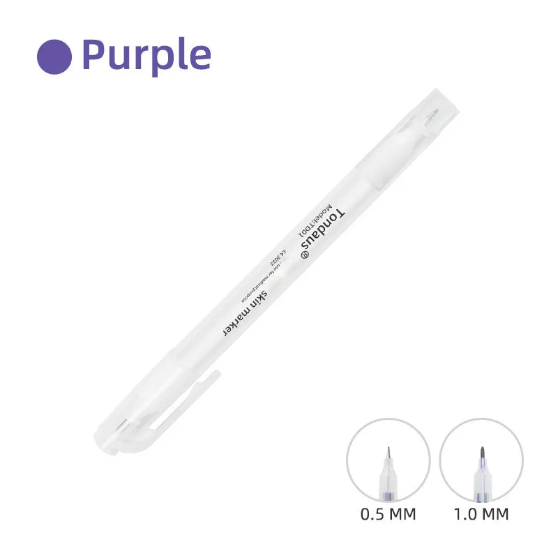 Disposable Skin Marker Pen with Ruler — Sterilized Eyelash Extension & Tattoo Piercing Scribe Tool