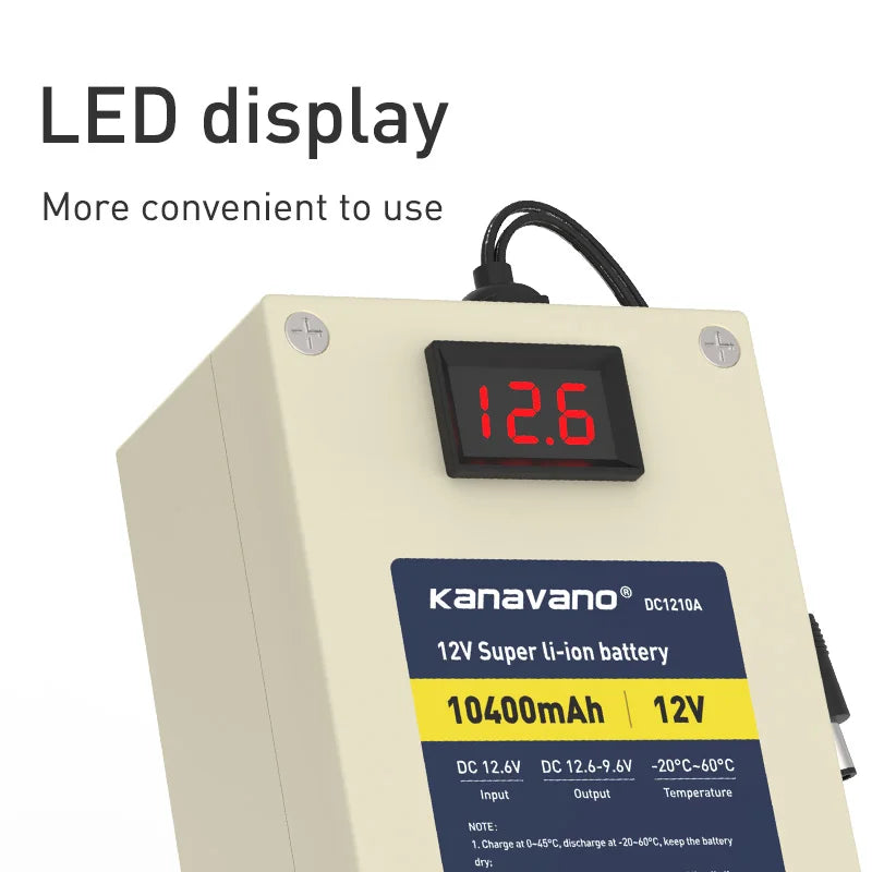 12V 10Ah 18650 Lithium-Ion Rechargeable Battery Pack — 11.1V with Built-in BMS for LED Toys & Inflatable Clothes with Charger