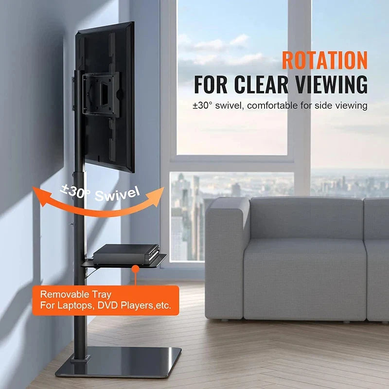 Rolling TV Stand on Wheels – Height Adjustable Mobile Cart for 32–65in Flat Screen TVs, VESA 600x400mm