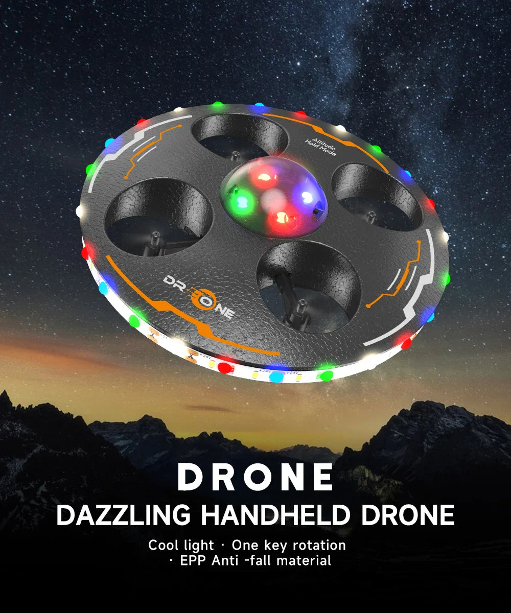 RC UFO Drone for Kids – 4-Axis Flying Saucer with Lights, 3 Batteries, Induction Control & Anti-Fall Foam Design