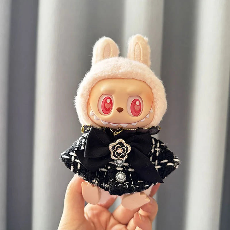 17cm Labubu Doll Monster Outfit & Accessories, DIY Sweet Princess Dress Cloak for Kids, High-Quality ED12B