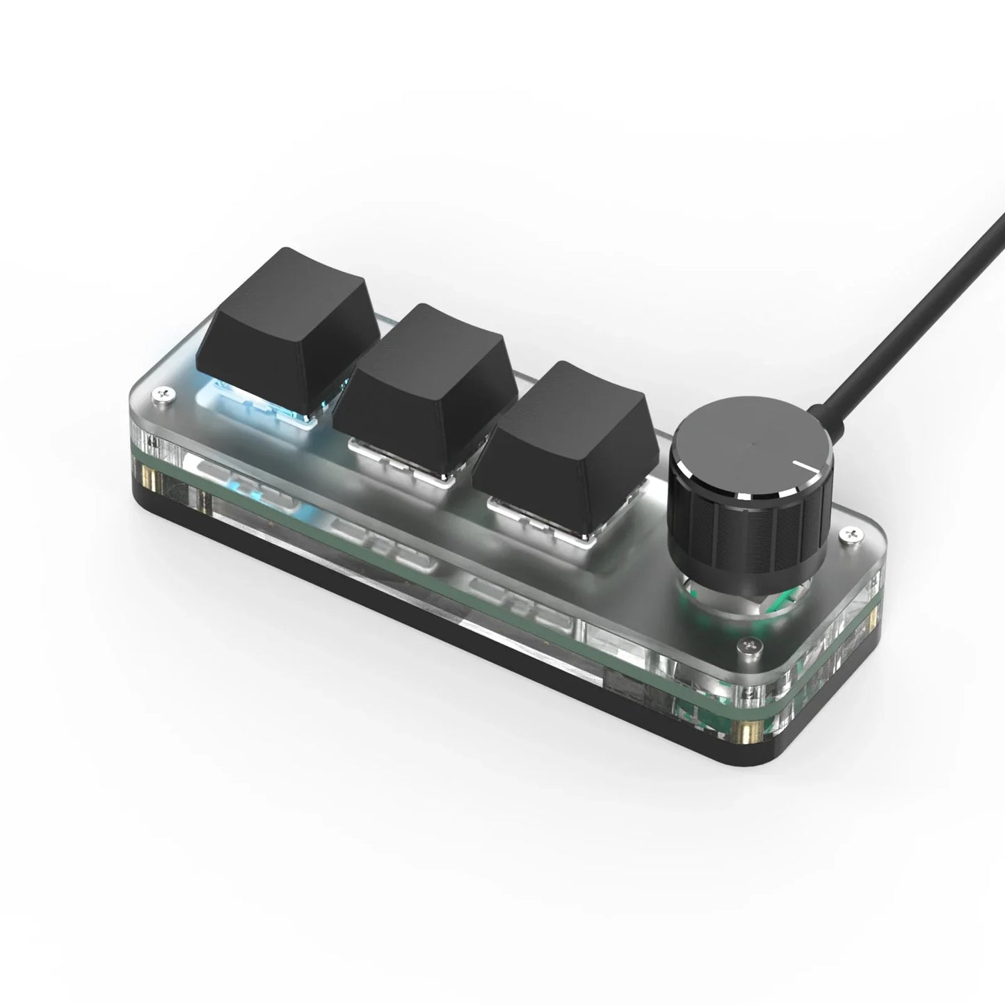 RGB Macropad Mini Programming Keyboard with Knob – Hot Swappable 3-Key Custom Gaming & Photoshop Controller