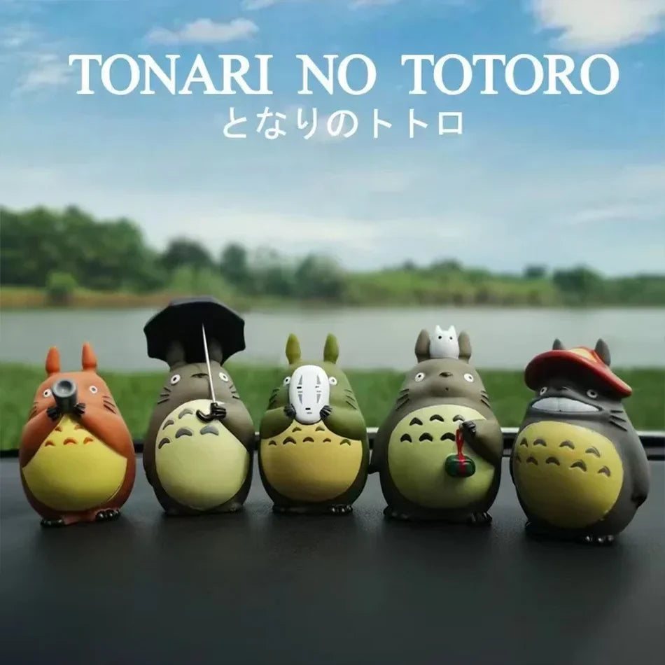 Totoro Mini Statue Set – 5pcs Cute Kawaii Figures for Room Decoration