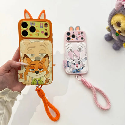 Cute 3D Nick & Judy Cartoon Phone Case – Protective Cover for iPhone 14/15/16/17 Series