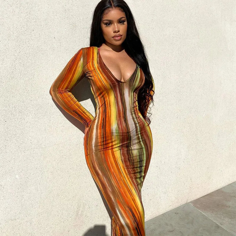 Women’s Off Shoulder Printed Maxi Dress - Slim Fit Bandage Chest Wrap Summer Party Dress