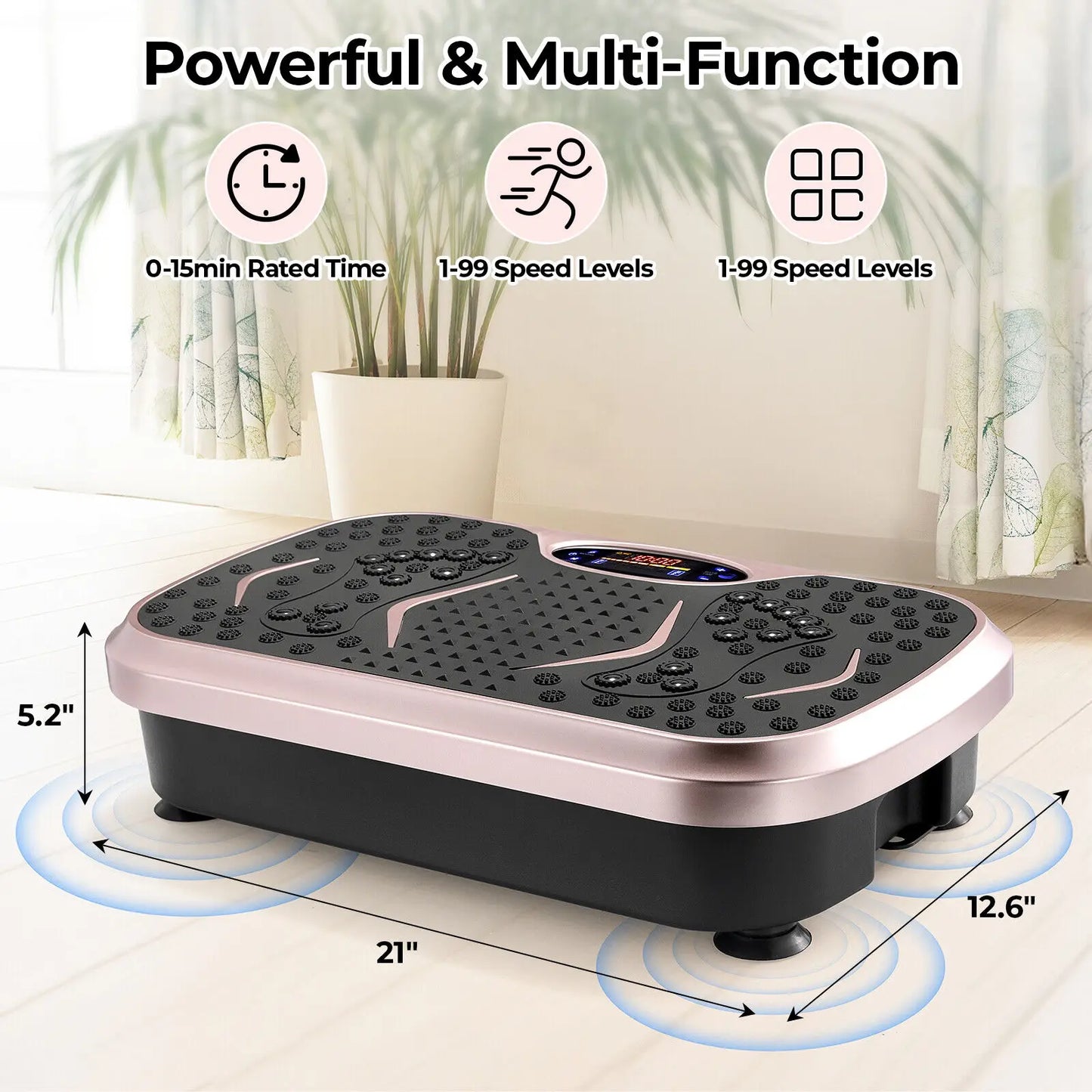 Vibration Plate Exercise Machine – Whole Body Fitness Platform with Loop Bands for Home Workout
