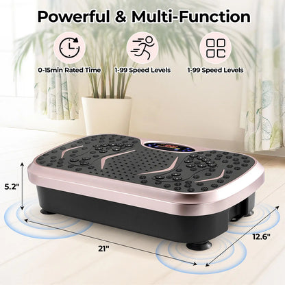 Vibration Plate Exercise Machine – Whole Body Fitness Platform with Loop Bands for Home Workout