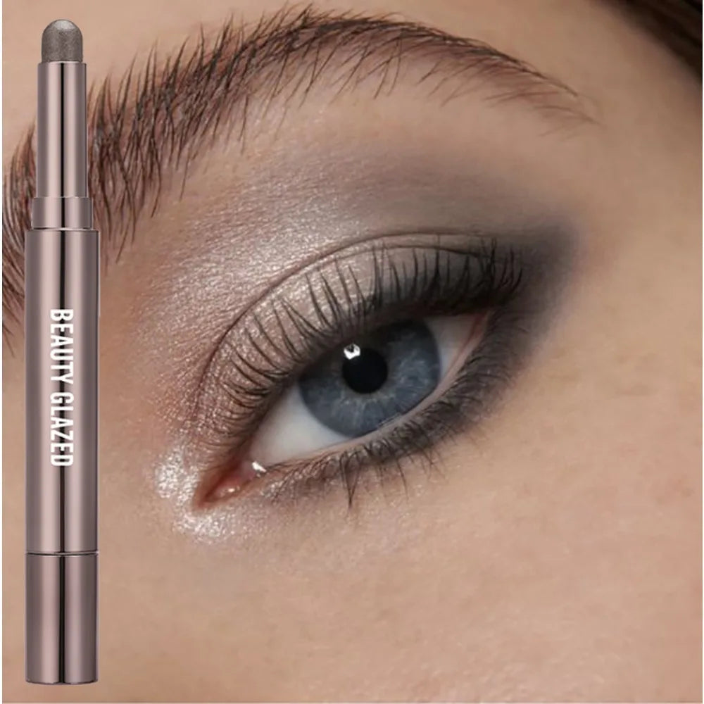 BEAUTY GLAZED 10-Color Eyeshadow Stick – Long-Lasting Waterproof Matte & Shimmer Eye Pen with Double-Head Brush