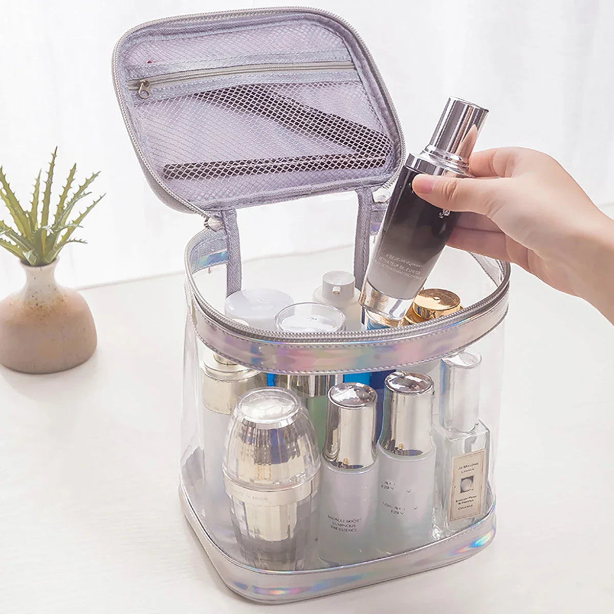 Clear PVC Makeup Bag – Portable Waterproof Travel Cosmetic Pouch