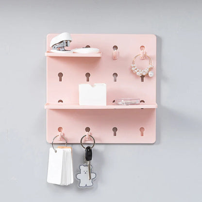 Wall-Mounted Perforation-Free Plastic Shelf – Bathroom & Dormitory Wall Hanging Organizer for Student Bedroom & Headboard