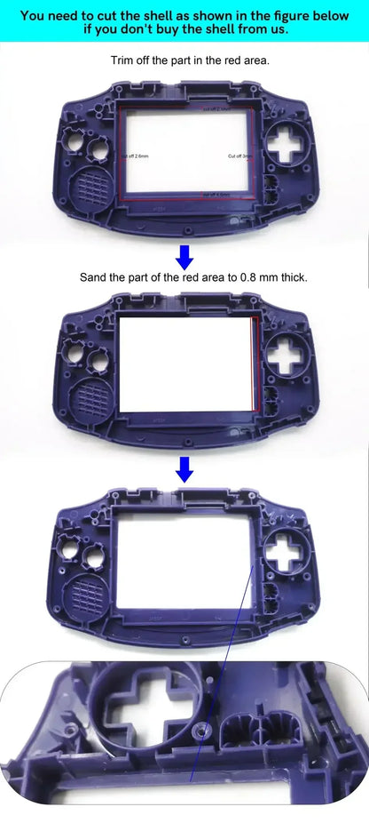 GBA V5 Laminated IPS LCD Backlight Kit – Built-In 1800mAh Rechargeable Battery with Type-C Port for Game Boy Advance