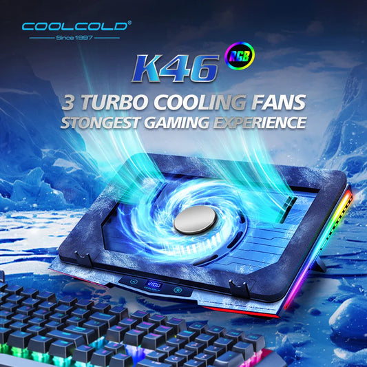COOLCOLD RGB Air Compression Laptop Cooling Pad – Ultra-Quiet USB Cooler with Fast Heat Dissipation & Adjustable Stand for Gaming & Laptops