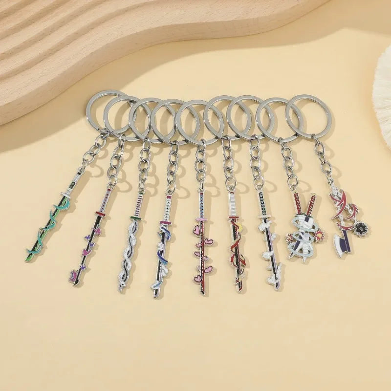Anime Demon Slayer Sword Keychain – Mini Japanese Katana Enamel Pendant Souvenir Key Ring Bag Charm Exquisite Gift Decor