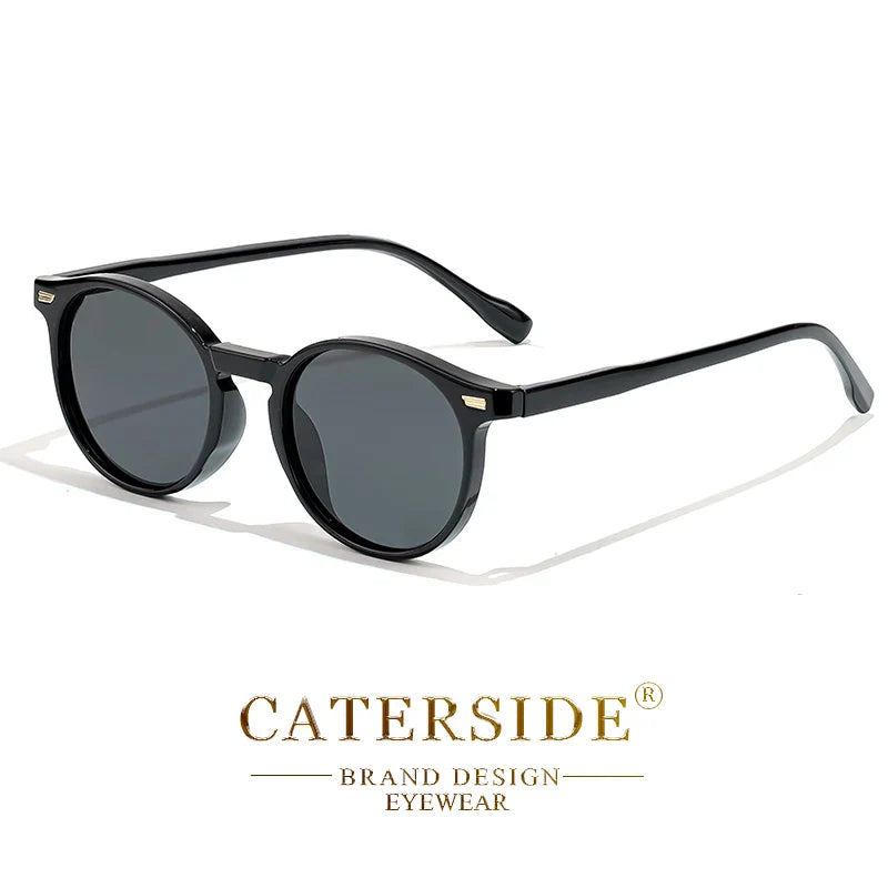 CATERSIDE Retro Polarized Round Sunglasses — TR90 & Acetate Vintage Shades for Men & Women, Punk Style Driving & Travel Sun Glasses