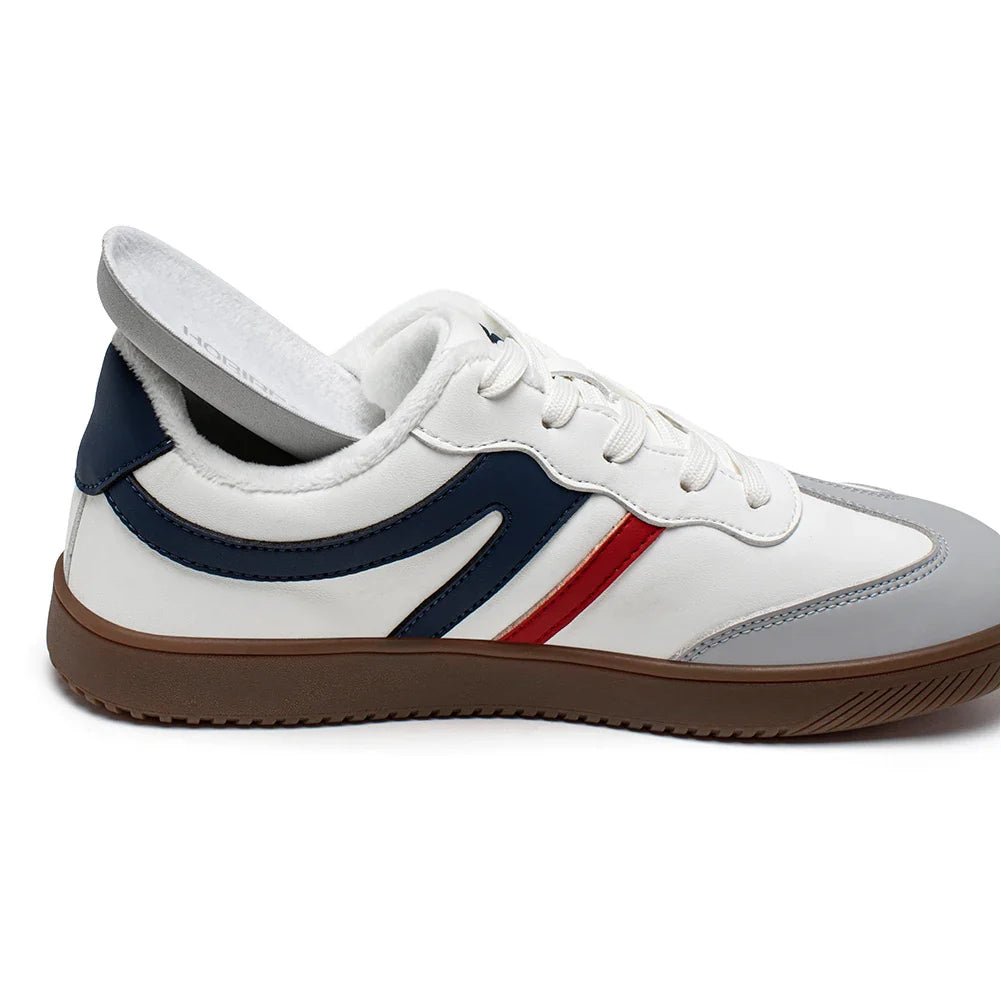 HOBIBEAR Wide-Toe Unisex Sneakers — Faux Leather with Faux Fur Lining, Casual Retro Lace-Up Shoes for Men & Women