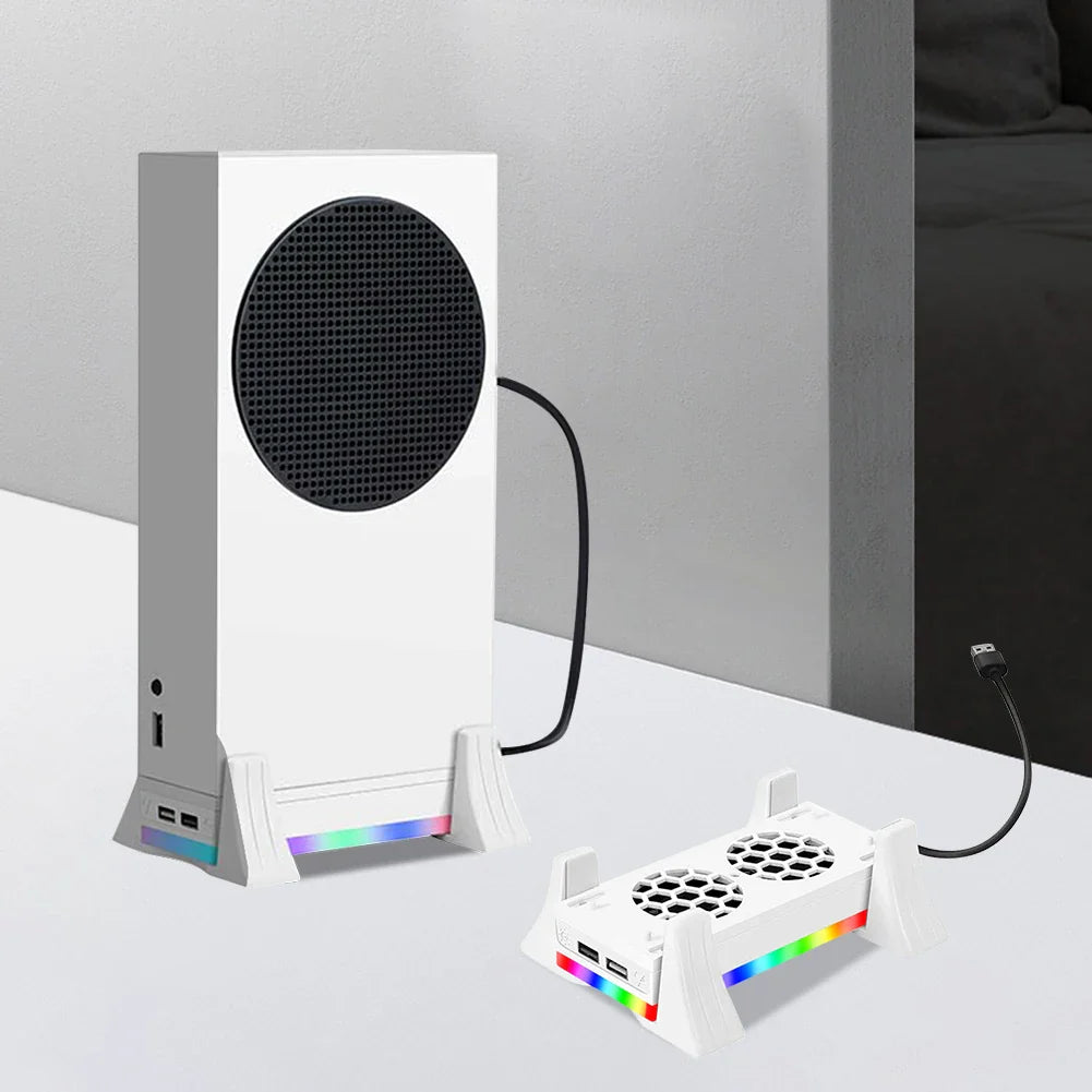 Vertical Stand for Xbox Series S – 3-Speed Cooling Fan with 2 USB Ports, Game Console Holder and Cooling Stand