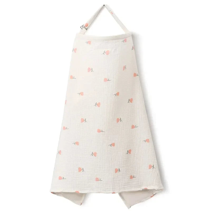 Cotton Breastfeeding Cover - Adjustable Nursing Apron Baby Feeding Privacy Blanket for Mothers and Strollers