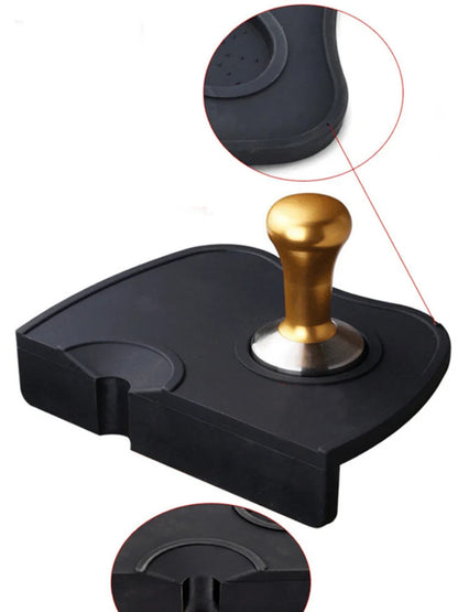 High Quality Silicone Espresso Tamper Mat – Slip-Resistant Rubber Corner Pad (No Tamper Included)