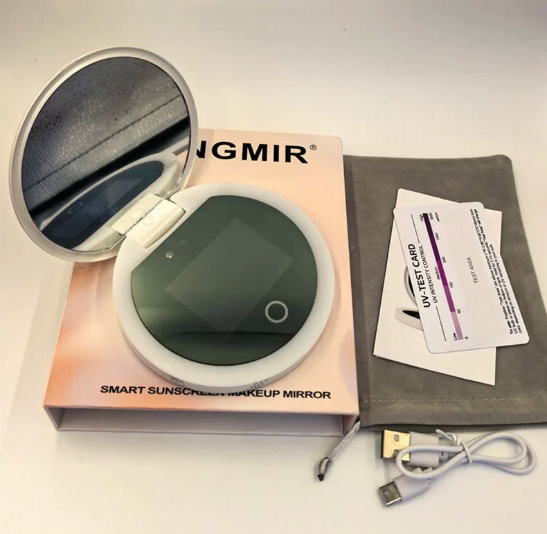 TENGMIR UV Smart Sunscreen Makeup Mirror – Portable LED Light UV Detection & Sunscreen Testing Mirror