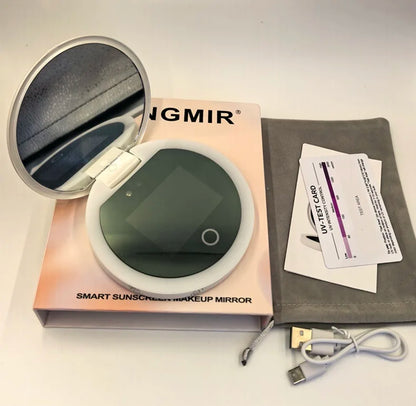 TENGMIR UV Smart Sunscreen Makeup Mirror – Portable LED Light UV Detection & Sunscreen Testing Mirror