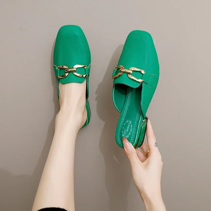 2024 Spring Summer Women’s Straw Mules – Bowknot Round Toe Fisherman Slippers
