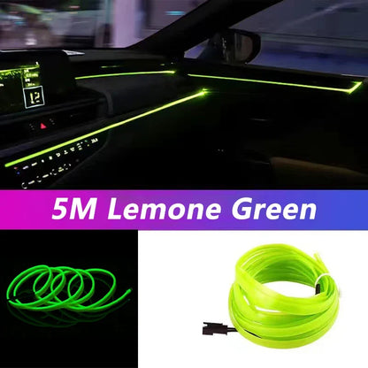 5M Car Interior LED Strip Light - USB Flexible Neon Ambient Lighting for Auto DIY Decoration
