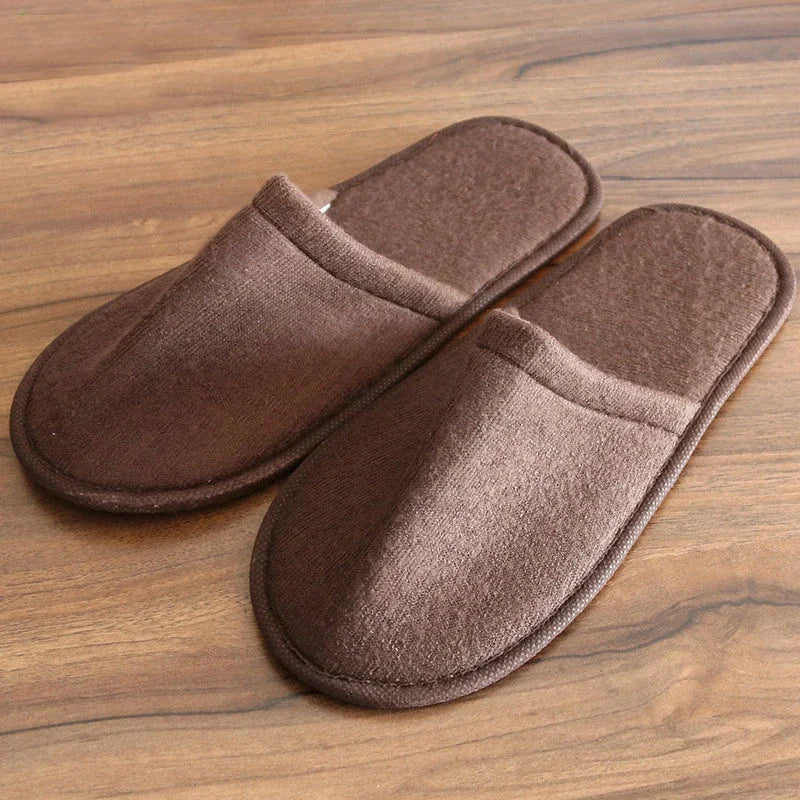10 Pairs Plush Disposable Slippers - Soft Non-Slip Travel Hotel & Home Guest House Slides