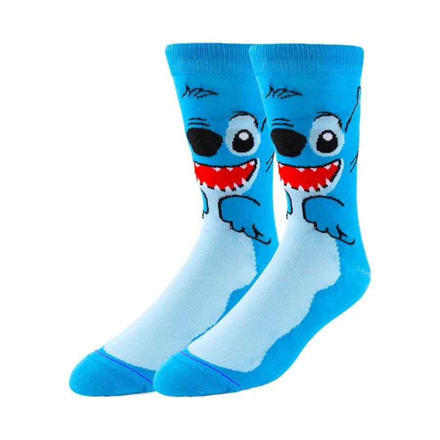 5/6 Pairs Miniso Disney Lilo & Stitch Socks – Hip Hop Street Style Anime Crew Socks for Men and Women, Novelty Cute Casual Socks