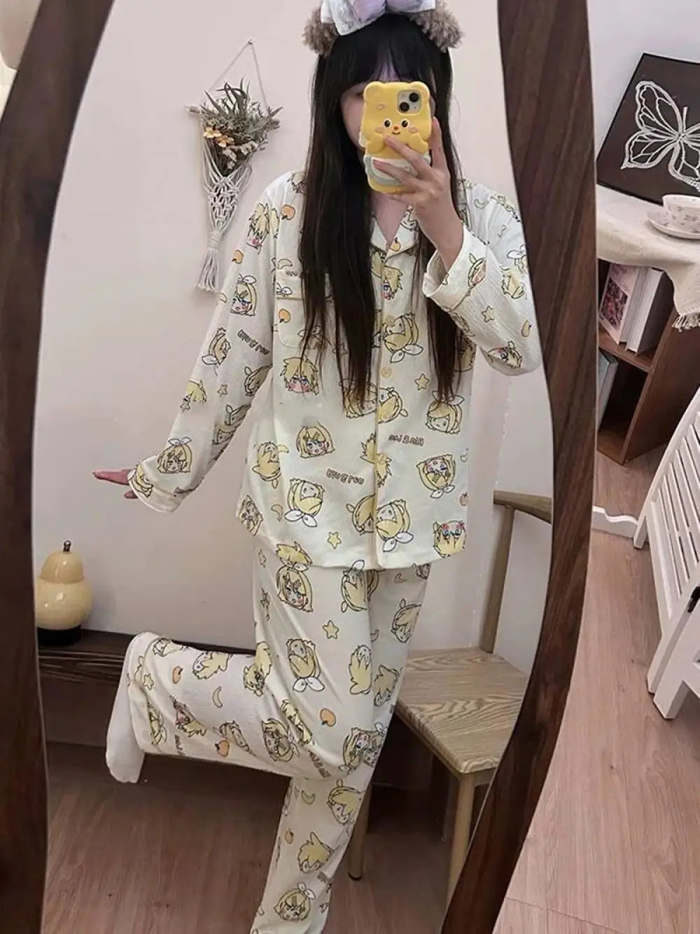 Kagamine Rin & Len Anime Pajamas — Long Sleeve Costume for Girls, 35-65Kg, Cosplay Sleepwear
