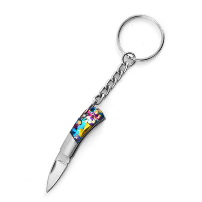 5cm Mini Folding Knife Keychain – Acrylic & Brass Portable Blade Pendant for Camping, Outdoor, and Everyday Carry