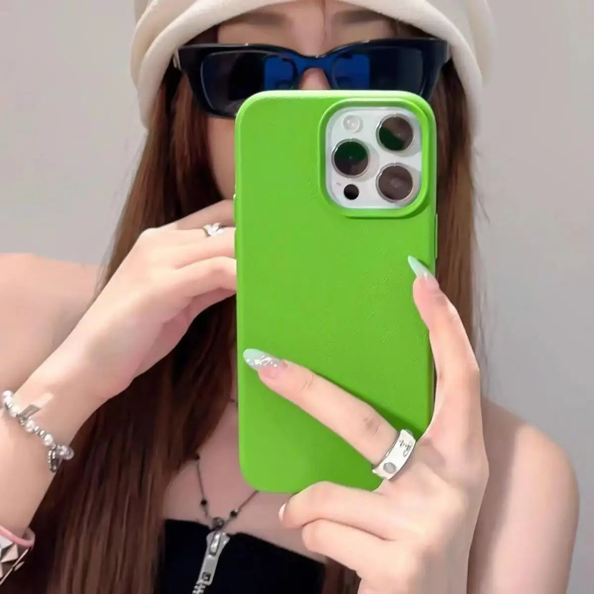 Candy Color Lichee Pattern Soft Phone Case – Shockproof Cover for iPhone 11–17, Pro Max, Air, 16E, X, XS, XR