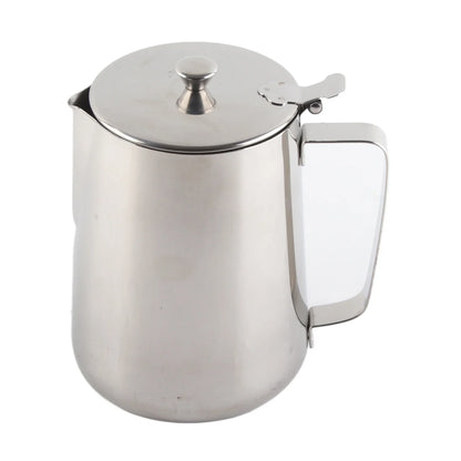 Stainless Steel Coffee Mug & Milk Frothing Pitcher with Lid – Latte Art Barista Cup for Coffee & Milk Drinks