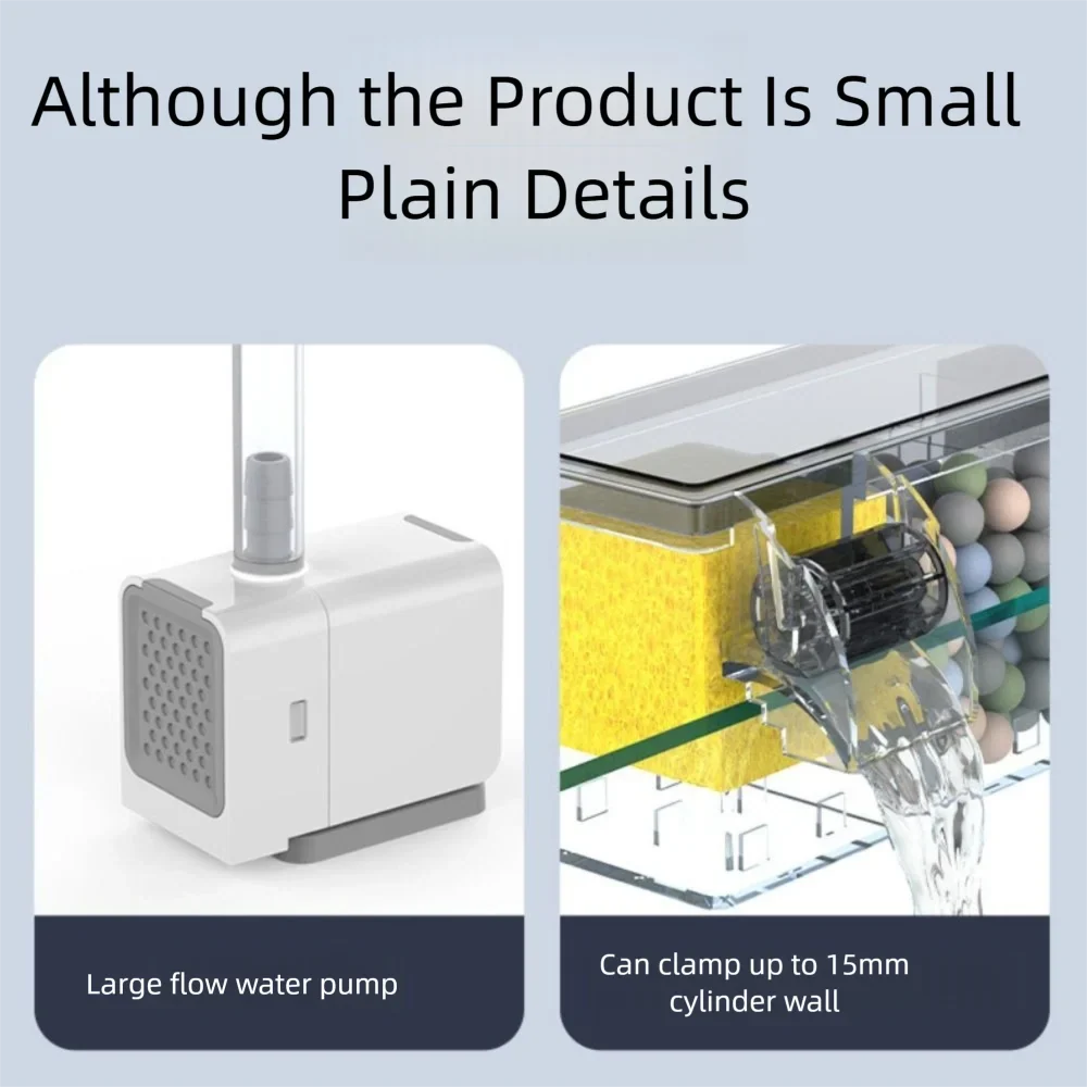 Wall-Mounted Aquarium Filter - Silent Waterfall Filter Box with Water Pump & Circulating Water Purifier