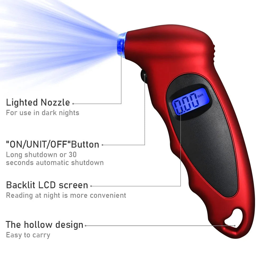 New Digital Tire Pressure Gauge: Backlight LCD Tyre Air Monitoring Meter - High Precision Handheld Tester Tool for Car Truck, up to 150PSI