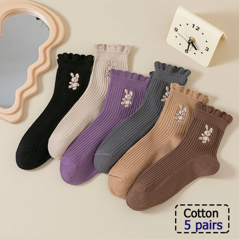 5/10 Pairs Striped Harajuku Retro Socks - Casual, Breathable Cotton Socks for Men & Women