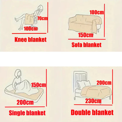 Simplicity Solid Color Flannel Blanket – Thick Wide Stripe Multifunctional Warm Blanket for Autumn & Winter