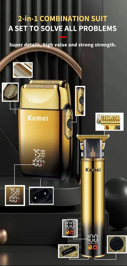 Kemei Hair Trimmer – Electric Razor & Foil Shavers, Professional Beard Trimmer for Men, Grooming Kit & Barber Clippers