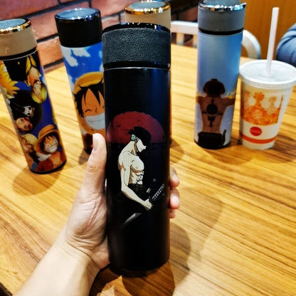 One Piece Anime Thermos Cup – 304 Stainless Steel Luffy & Zoro Action Figure Water Bottle
