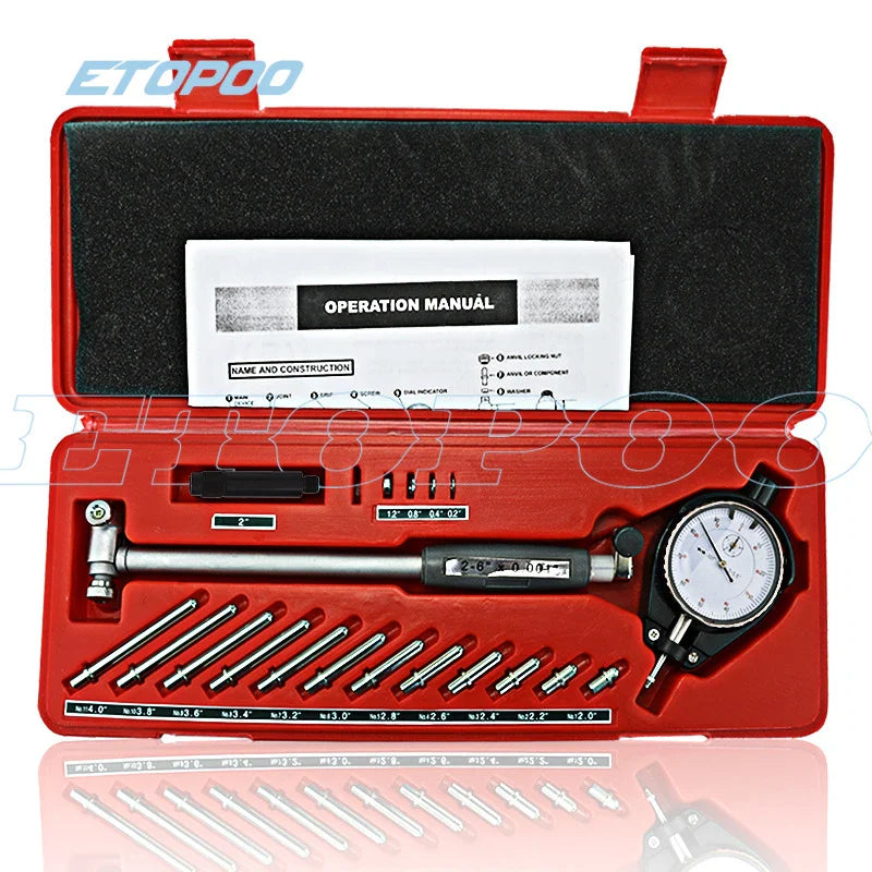 2" - 6" Dial Bore Indicator Gauge | 0.001" Deep Engine Hole Measurement, 50-160mm, 0.01mm Precision