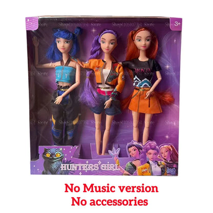 K-Pop Demon Hunters Humanoid Dolls — Mira, Rumi & Zoey (Music & No-Music) | Articulated Christmas Gift Box