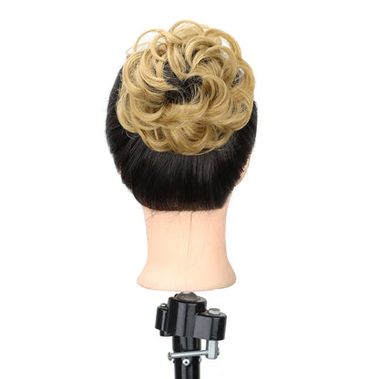 WIGSIN Synthetic Messy Bun Ponytail Extensions – Short Curly Chignon, Tousled Updo Hairpieces with Rubber Bands & Clip for Women & Girls