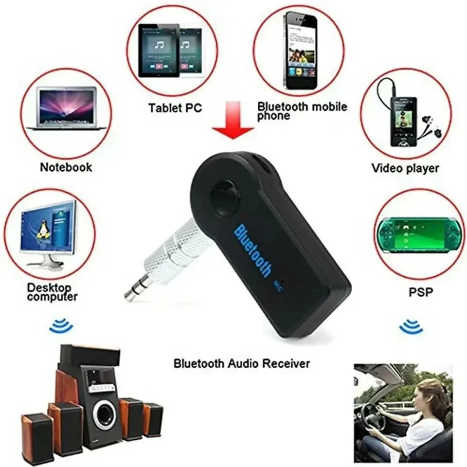 Bluetooth 5.0 Audio Receiver – Mini Stereo AUX USB Wireless Adapter for PC, Car & Headphones Hands-Free