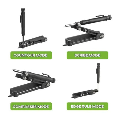 Multi-Function Scribing Ruler and Contour Gauge - Carpentry and Construction Measuring Tool with Scribe Compass for Woodworking