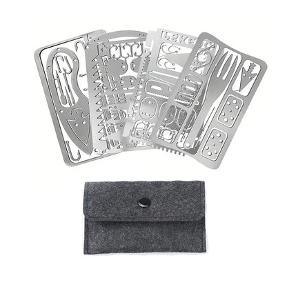 1/4PCS PSKOOK Survival Fishing Hook Card - Stainless Steel Multifunction Tool Card for Camping, Fishing & Outdoor Adventures