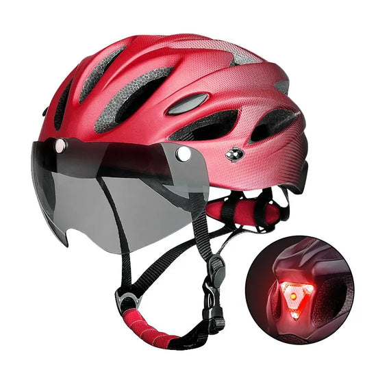 Adult Bike Helmet with LED Tail Light – Lightweight & Breathable Cycling Helmet (58-62cm), Colorful Bicycle Accessory