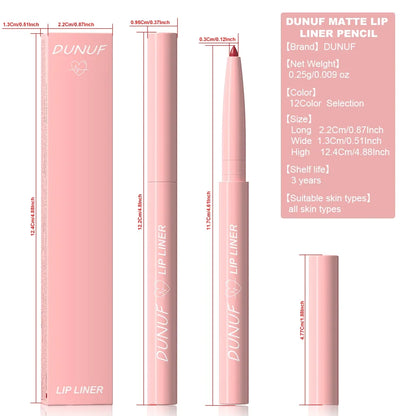Matte Red Brown Lip Liner Pencil – Waterproof Slim Lip Contour Pen with Tapered Nib Long-Lasting Lip Stain