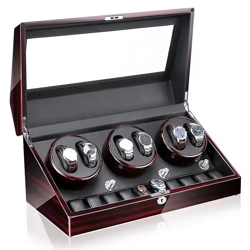 Luxury Rotatable Watch Winder Box – LED 13-Slot Display Case with Lock for 7+6 Watches