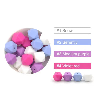 LOFCA 10PCS Hexagon Silicone Beads (14mm/17mm) – DIY Jewelry Making & Pacifier Chain Accessories Bulk Set