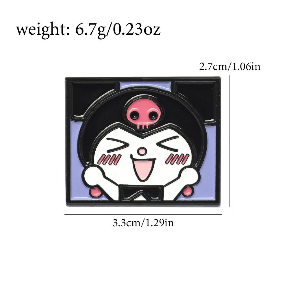 Sanrio Character Brooch Set - 5-Piece Hello Kitty Kuromi Cinnamoroll Melody Backpack Badges