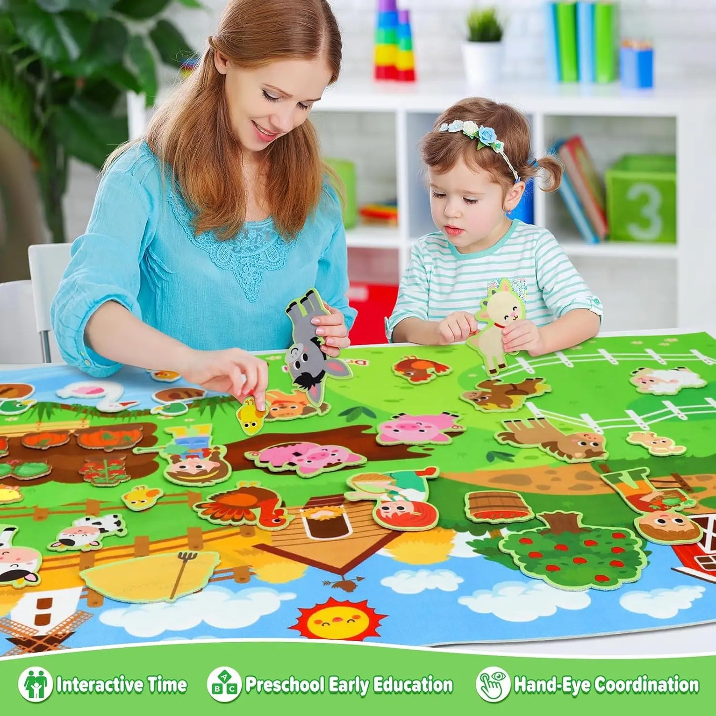 Farm Animals Felt Story Board Set – Interactive Early Learning Wall Puzzle Toys for Toddlers
